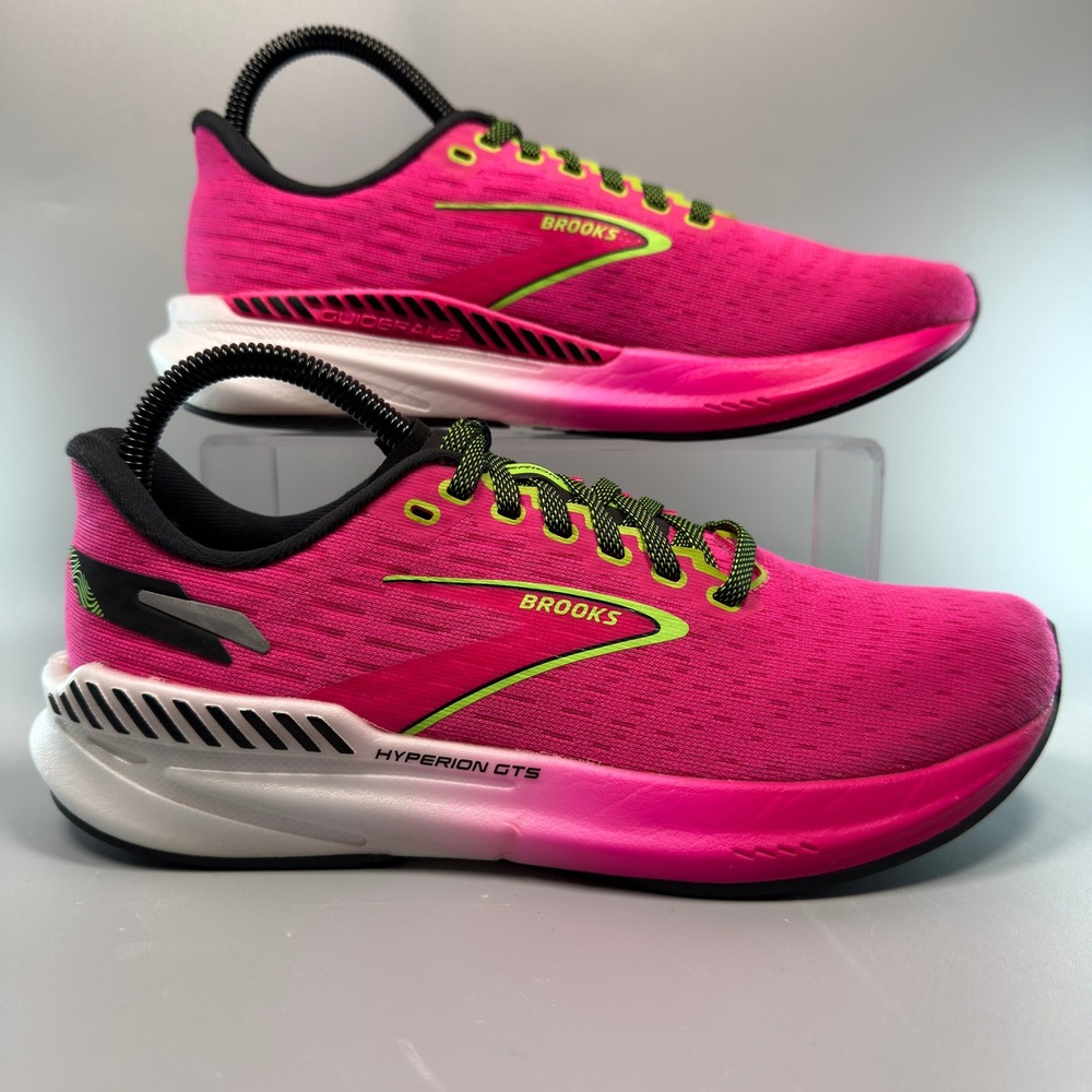 Brooks Hyperion GTS Womens 8 Running Shoe Bright Pink White Lace Sneaker Trainer